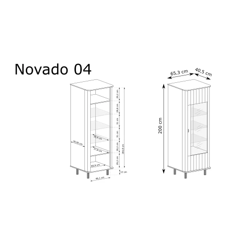 Witryna Novado NOVADO-4 Biel Alpejska – rysunek techniczny z wymiarami