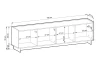 Schemat techniczny szerokiej szafki RTV Yasumi 195 dąb karmelowy z naniesionymi wymiarami: szerokość 195 cm, wysokość 55 cm i głębokość 39 cm