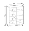 Rysunek techniczny wysokiej komody Yasumi KW98 dąb karmelowy z wymiarami: szerokość 98 cm, wysokość 124 cm, głębokość 39 cm