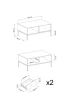 Rysunek techniczny stolika kawowego Mono ML104: szerokość 104 cm, głębokość 68 cm, wysokość 46 cm, stelaż 18,2 cm – wymiarowanie