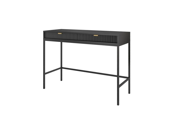 Nowoczesna toaletka czarna Nova T104 ujęcie pod kątem, widoczna głębokość 50 cm i wysokie nóżki w stylu loft