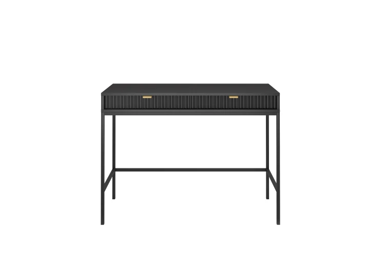 Toaletka czarna Nova T104, widok z przodu, dwie szuflady, nowoczesny design, czarny mat, szerokość 104 cm widok 2