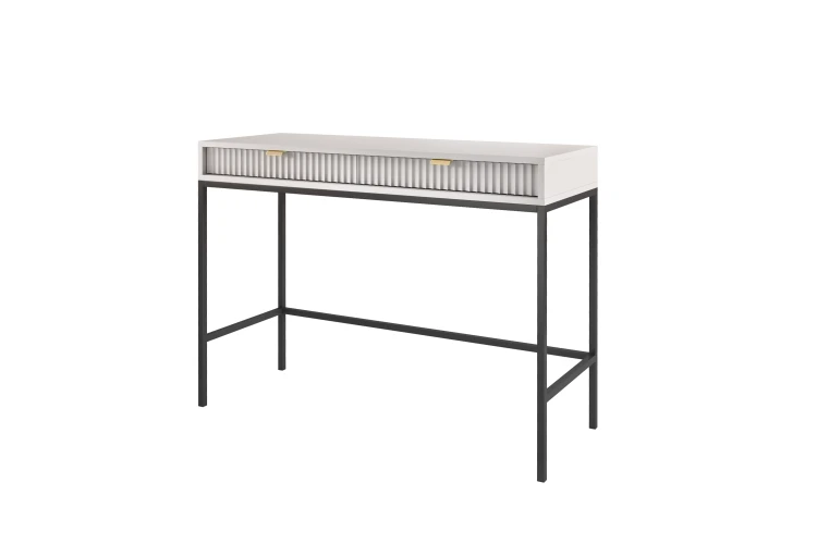 Nowoczesna toaletka szara Nova T104 ujęcie pod kątem, widoczna głębokość 50 cm i wysokie nóżki w stylu loft