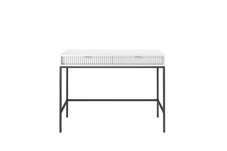 Toaletka biała Nova T104, widok z przodu, dwie szuflady, nowoczesny design, biały mat, szerokość 104 cm widok 2