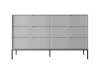 Komoda szara Nova NKS154, widok z przodu, 6 szuflad, złote uchwyty, czarny metalowy stelaż, szerokość 154 cm widok 2