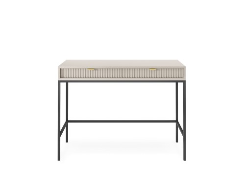 Toaletka kaszmir Nova T104, widok z przodu, ryflowany front, złote uchwyty, czarny metalowy stelaż 64 cm
