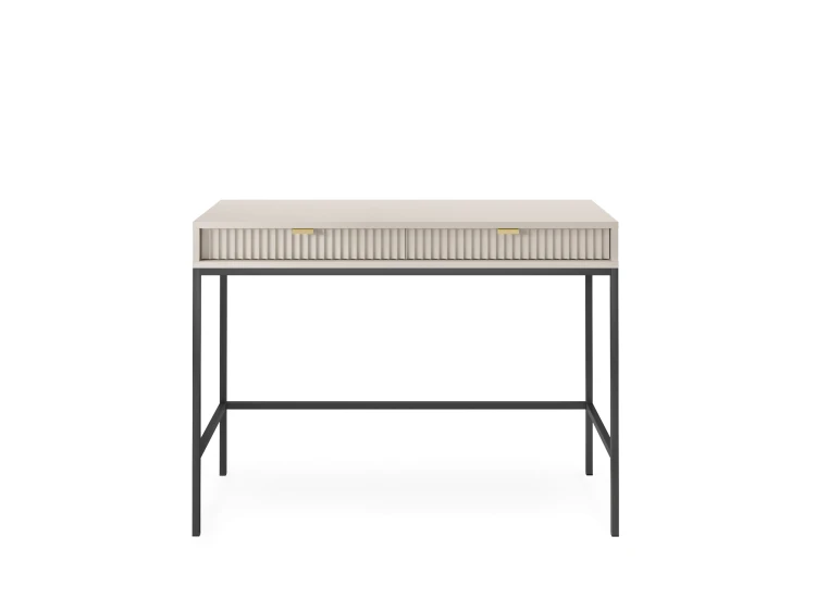 Toaletka kaszmir Nova T104, widok z przodu, ryflowany front, złote uchwyty, czarny metalowy stelaż 64 cm