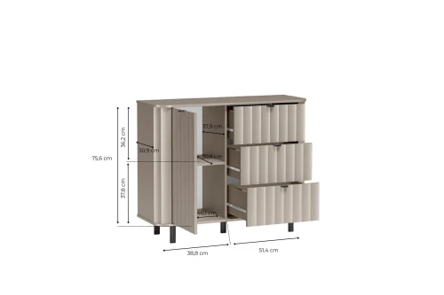 Komoda Novado NOVADO-3 Clay Gray – widok studyjny 1