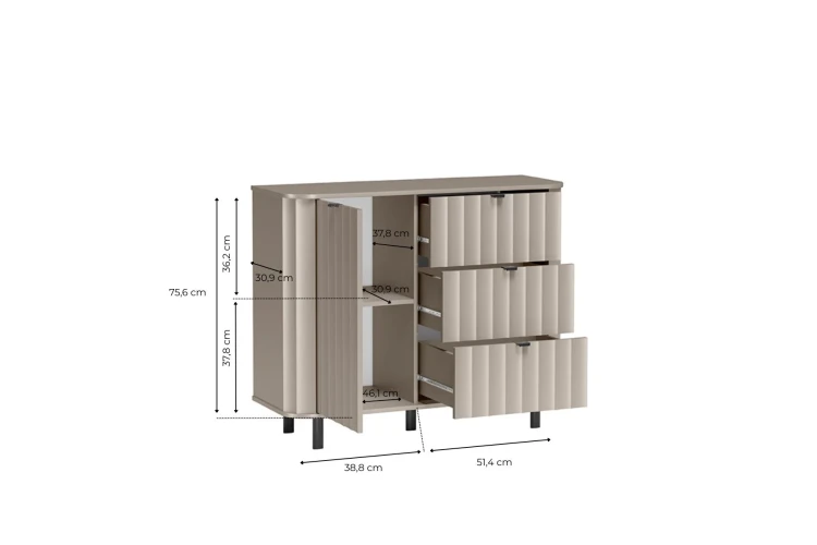 Komoda Novado NOVADO-3 Clay Gray – widok studyjny 1