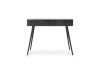 Czarna toaletka Zova T103 widok z przodu, dwie szuflady z frezowanym frontem MDF, wysokie czarne nóżki 65 cm, styl Total Black
