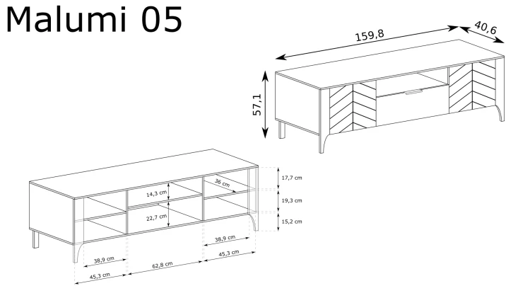 RTV Malumi MM-5 Cashmere – rysunek techniczny z wymiarami