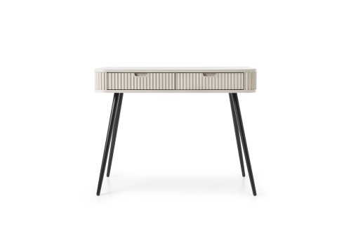 Toaletka kaszmir Zova T103 widok z przodu, frezowane fronty MDF, wysokie czarne nóżki 65 cm, styl modern nude