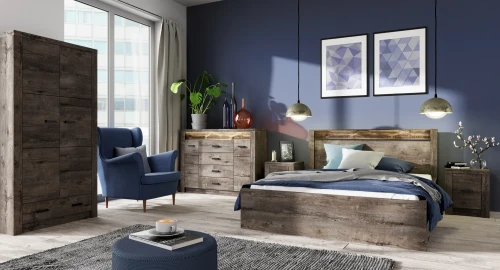 Stolik Nocny Indianapolis I-24 Jesion Ciemny – aranżacja wnętrza