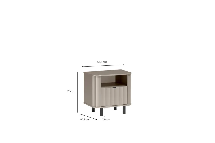 Stolik Nocny Novado NOVADO-7 Clay Gray – widok studyjny 1