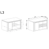 Komoda-Witryna Livinio LIVINIO-3 Ribbeck – rysunek techniczny z wymiarami