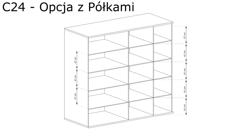 Szafa Cali C-24 Artisan – rysunek techniczny z wymiarami 3