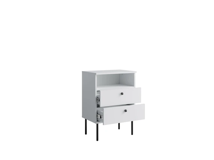 Stolik nocny HIGH II 22, 2 szuflady, bia - zdjecie 2