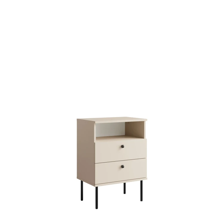 Stolik nocny HIGH II 22, 2 szuflady, beżowy, 69,5 cm – 1