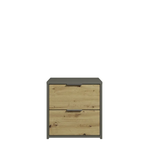 Stolik nocny RIMINI 23, 2 szuflady, grafitowy/dąb artisan, 45,9 cm – 1