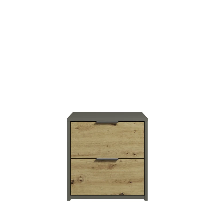 Stolik nocny RIMINI 23, 2 szuflady, grafitowy/dąb artisan, 45,9 cm – 1