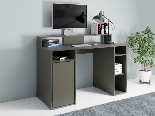 Biurko CARBON 60, 1 drzwi, grafitowy, 125 cm – aranżacja wnętrza
