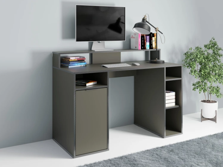 Biurko CARBON 60, 1 drzwi, grafitowy, 125 cm – aranżacja wnętrza