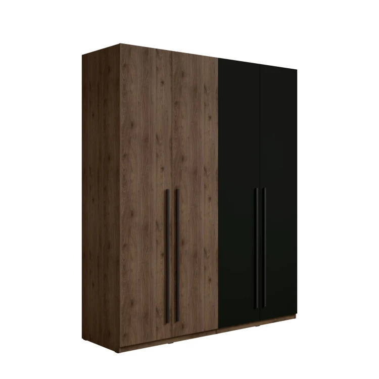 Szafa WENECJA 20, 4 drzwi, orzech elegant/czarny, 220,5 cm – 1