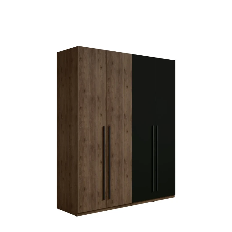 Szafa WENECJA 20, 4 drzwi, orzech elegant/czarny, 220,5 cm – zdjęcie produktu na białym tle 1