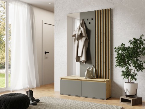 Garderoba DORIS 90, dąb artisan/grafitowy, 202,1 cm – aranżacja wnętrza
