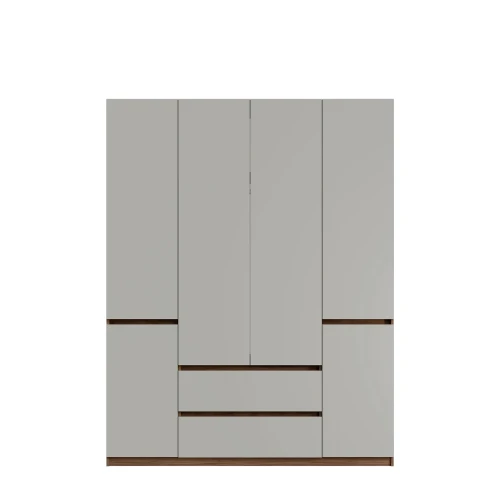 Szafa MADISON 46, 4 drzwi, orzech elegant/szary neutralny, 230,5 cm – 1