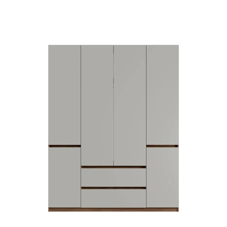 Szafa MADISON 46, 4 drzwi, orzech elegant/szary neutralny, 230,5 cm – 1