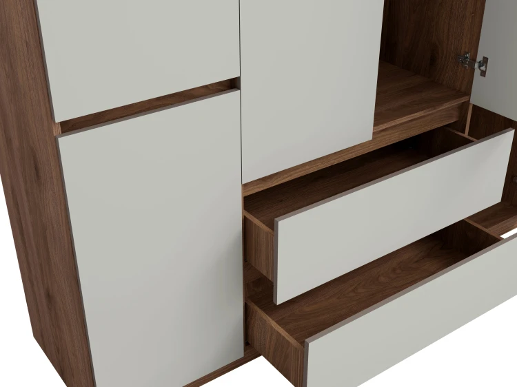 Szafa MADISON 46, 4 drzwi, orzech elegant/szary neutralny, 230,5 cm – zdjęcie prezentacyjne