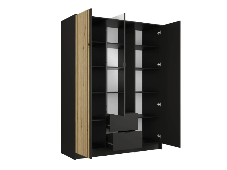 Szafa KATANIA 19, 3 drzwi, czarny onyx, 151 cm – aranżacja wnętrza