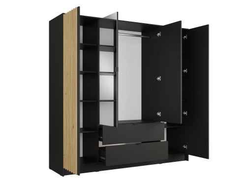 Szafa KATANIA 20, 4 drzwi, czarny onyx, 200 cm – aranżacja wnętrza