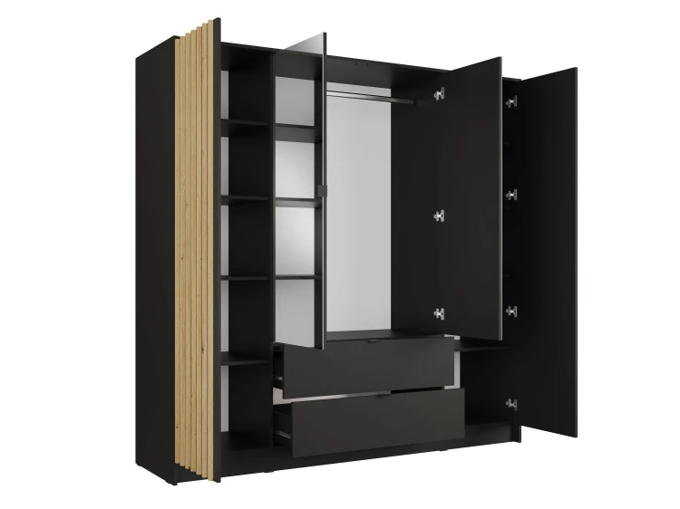 Szafa KATANIA 20, 4 drzwi, czarny onyx, 200 cm – aranżacja wnętrza