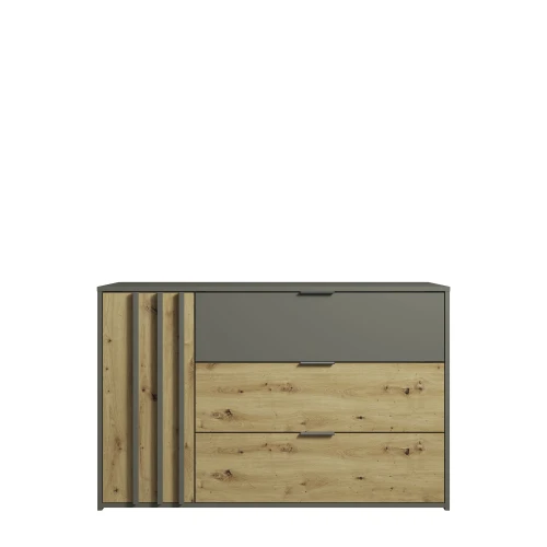 Komoda RIMINI 46, grafitowy/dąb artisan, 125 cm – zdjęcie produktu na białym tle