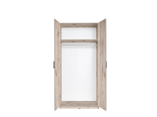Szafa SNOW 02, 2 drzwi, dąb wellington/grafitowy, 91 cm – aranżacja wnętrza