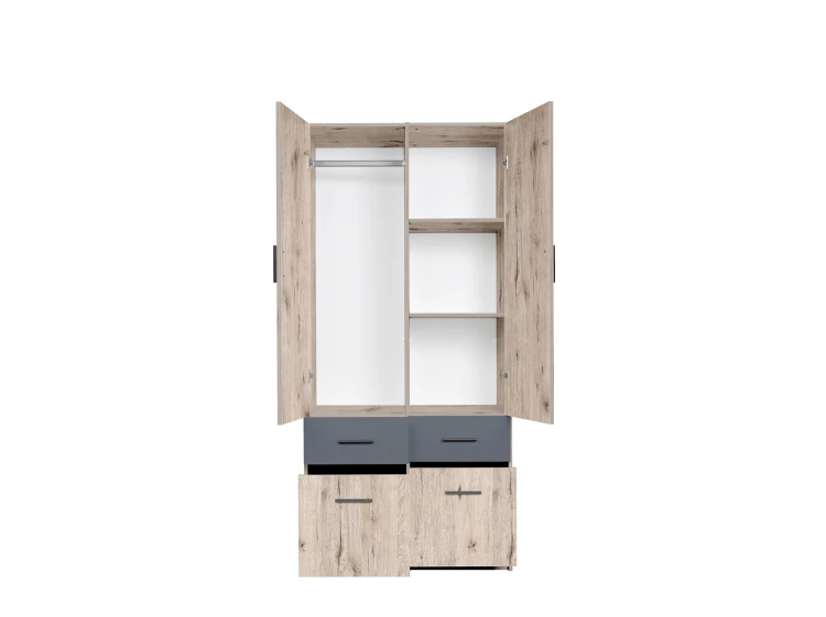 Szafa SNOW 03, 2 drzwi, dąb wellington/grafitowy, 91 cm – aranżacja wnętrza