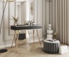 Elegancka czarna toaletka Oro T102 w sypialni glamour jako stolik kosmetyczny