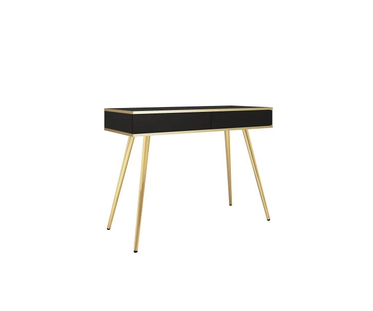 Czarna toaletka Oro T102 konsola 102 cm ze złotymi nogami