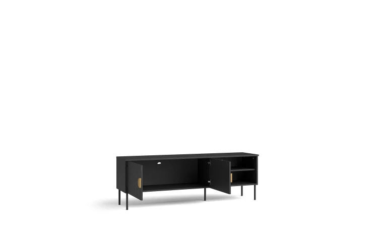 Szafka RTV MOND 08, 2 drzwi, czarny, 160 cm – aranżacja wnętrza