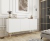 Biała komoda glamour Oro K160 na złotych nogach w eleganckim salonie