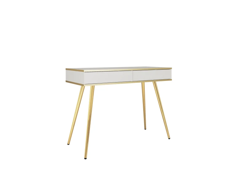 Biała toaletka Oro T102 konsola 102 cm ze złotymi nogami