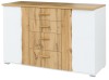 Komoda WOOD II 03, 2 drzwi, wotan dąb/biały, 130 cm – aranżacja wnętrza