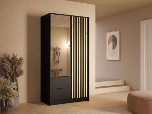 Szafa KATANIA 15, 2 drzwi, czarny onyx, 102 cm – aranżacja wnętrza