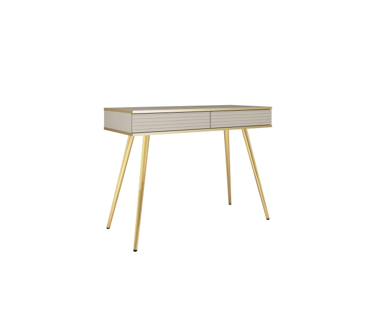 Beżowa toaletka Oro T102 MDF konsola 102 cm ze złotymi nogami