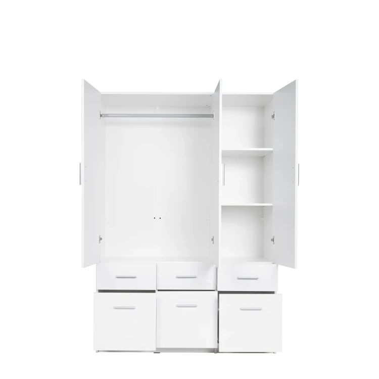 Szafa SNOW 04, 3 drzwi, biały wysoki połysk, 136 cm – zdjęcie produktu na białym tle