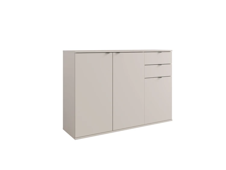 Komoda TETRIS II 02, 3 drzwi, kaszmirowy beż, 120 cm – aranżacja wnętrza