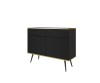 Nowoczesna komoda Oro KSZ107 MDF czarny mat ujęcie pod skosem, widoczna wysokość 85 cm i czarne nóżki
