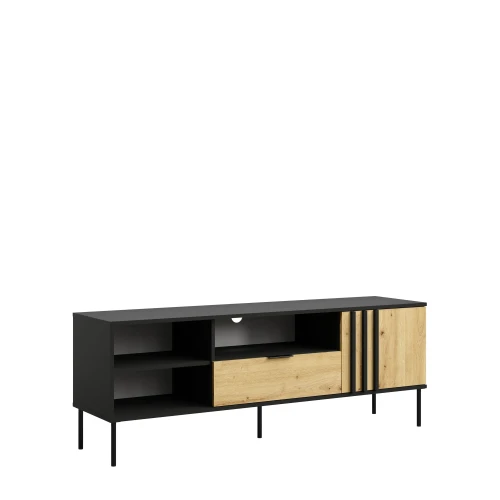 Szafka RTV RIMINI 08, 1 drzwi, czarny/dąb artisan, 160 cm